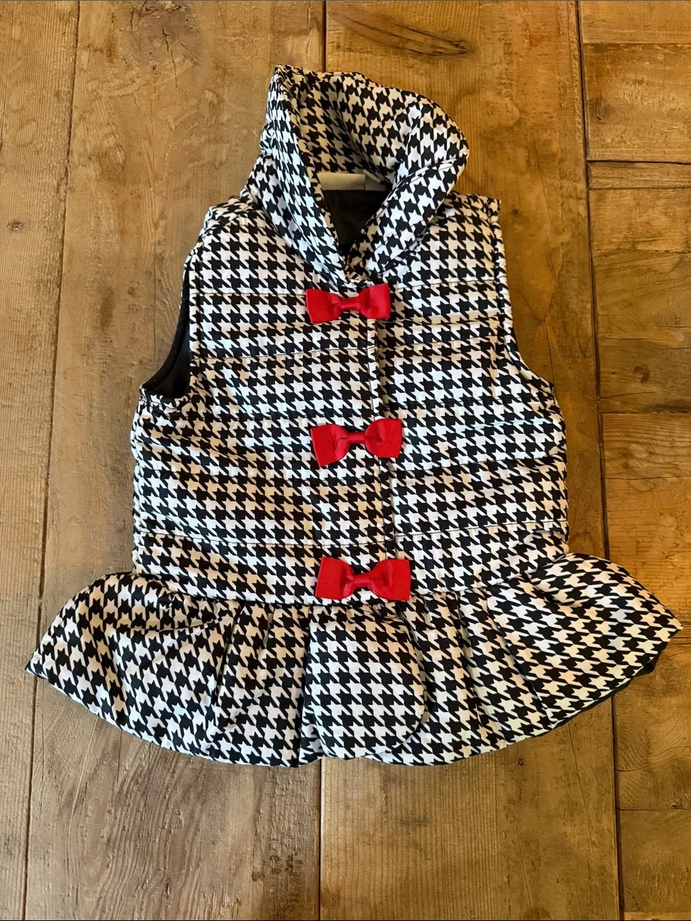 Kids Headquarters Black & White Houndstooth Vest with Red Bows